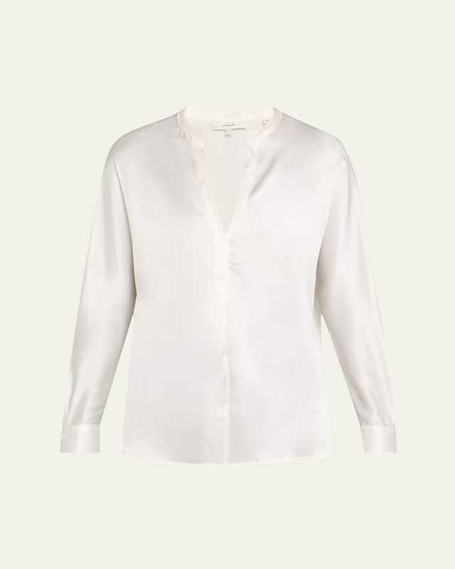 Silk Band-Collar Blous